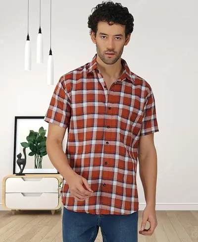 Mens Checkered Casual Half Shirt