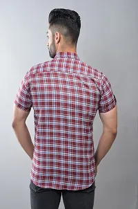 Reliable Maroon Cotton Blend Short Sleeves Casual Shirt For Men-thumb1