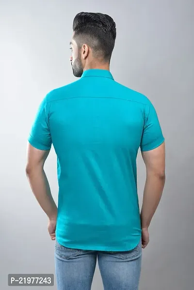 Reliable Green Cotton Blend Short Sleeves Casual Shirt For Men-thumb2