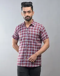 Trendy Multicoloured Cotton Blend Half Sleeve Checked Shirts for Men Pack Of 2-thumb3