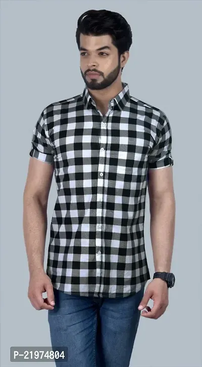 Reliable Blue Cotton Blend Short Sleeves Casual Shirt For Men