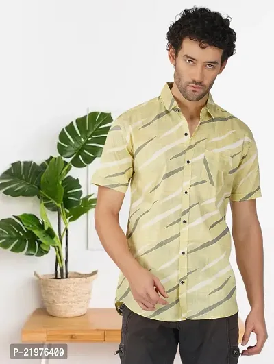 Reliable Yellow Cotton Short Sleeves Casual Shirt For Men