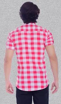Reliable Pink Cotton Blend Short Sleeves Casual Shirt For Men-thumb1
