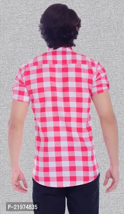 Reliable Pink Cotton Blend Short Sleeves Casual Shirt For Men-thumb2