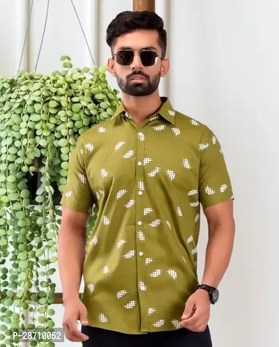 Trendy Green Cotton Half Sleeve Printed Shirts for Men-thumb0