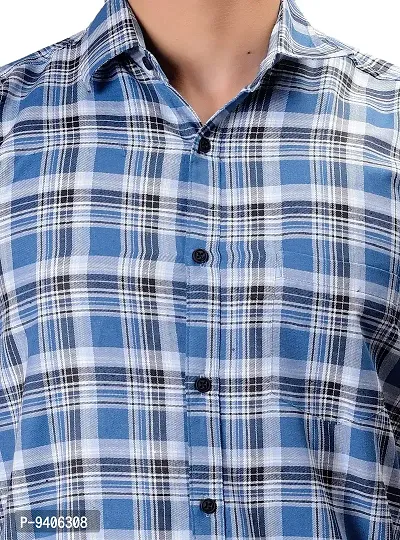 BASE 41 Men's Checkered Slim Fit Casual Shirt(CHK_Broad_Blue_XL_Blue_X-Large)-thumb4