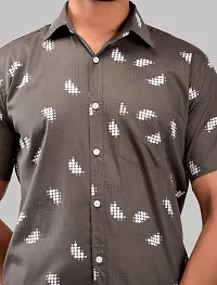 Trendy Grey Cotton Half Sleeve Printed Shirts for Men-thumb4