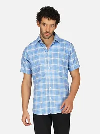 Trendy Multicoloured Cotton Blend Half Sleeve Checked Shirts for Men Pack Of 2-thumb3