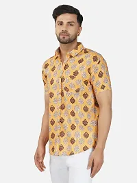 Trendy Yellow Cotton Blend Half Sleeve Printed Shirts for Men-thumb2