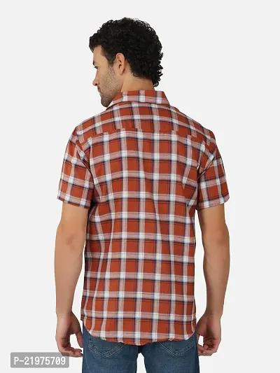 Reliable Brown Cotton Blend Short Sleeves Casual Shirt For Men-thumb2
