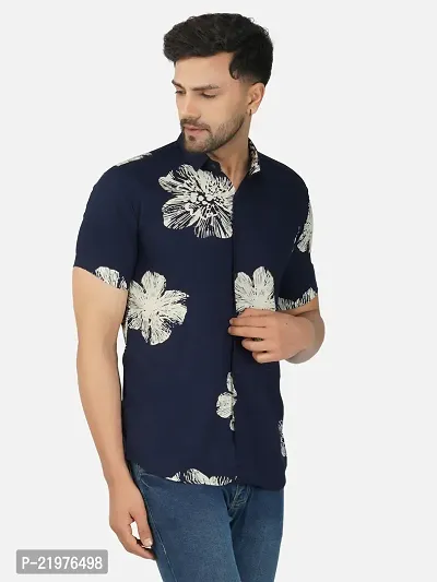 Reliable Blue Rayon Short Sleeves Casual Shirt For Men-thumb0