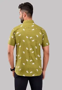 Trendy Green Cotton Half Sleeve Printed Shirts for Men-thumb1