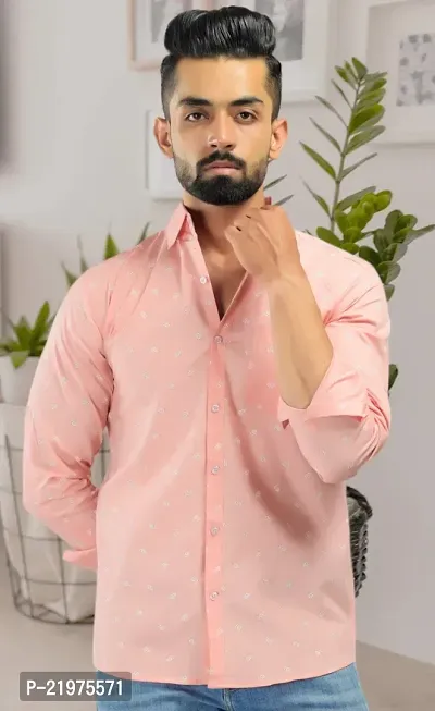 Reliable Pink Cotton Long Sleeves Casual Shirt For Men