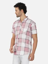 Reliable Pink Cotton Short Sleeves Casual Shirt For Men-thumb2