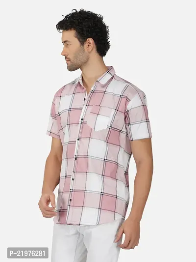 Reliable Pink Cotton Short Sleeves Casual Shirt For Men-thumb3