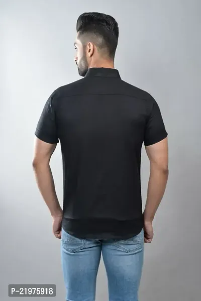 Reliable Black Cotton Blend Short Sleeves Casual Shirt For Men-thumb2