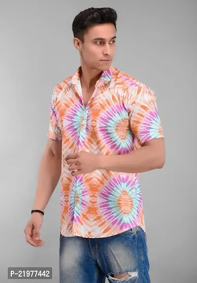 Reliable Peach Cotton Short Sleeves Casual Shirt For Men-thumb3