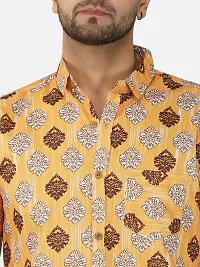 Trendy Yellow Cotton Blend Half Sleeve Printed Shirts for Men-thumb3