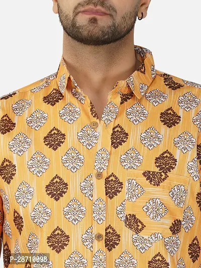 Trendy Yellow Cotton Blend Half Sleeve Printed Shirts for Men-thumb4