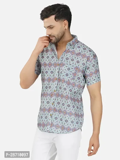 Trendy Multicoloured Cotton Blend Half Sleeve Printed Shirts for Men-thumb3