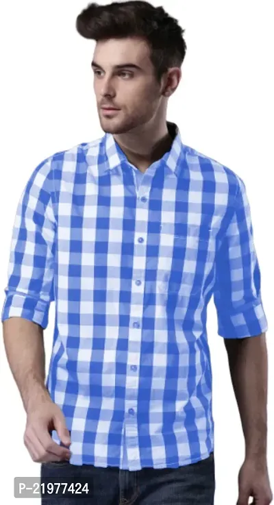 Reliable Blue Cotton Long Sleeves Casual Shirt For Men