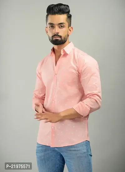 Reliable Pink Cotton Long Sleeves Casual Shirt For Men-thumb3