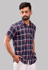 Reliable Red Cotton Blend Short Sleeves Casual Shirt For Men-thumb2