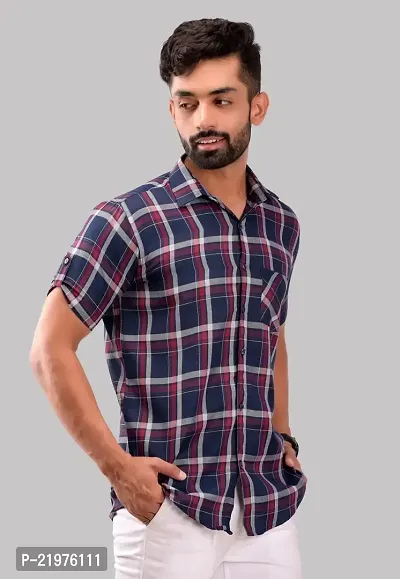 Reliable Red Cotton Blend Short Sleeves Casual Shirt For Men-thumb3