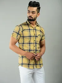 Reliable Beige Cotton Short Sleeves Casual Shirt For Men-thumb2