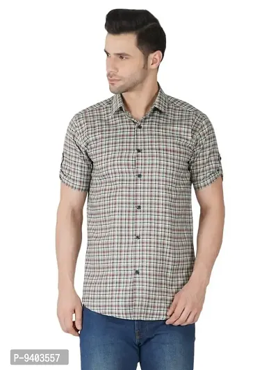 BASE 41 Men's Checkered Slim Fit Casual Shirt-thumb0