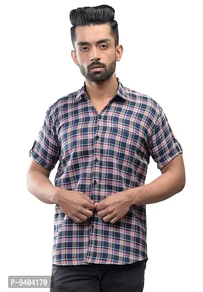 BASE 41 Men's Checkered Slim Fit Casual Shirt