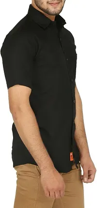 Reliable Black Cotton Blend Short Sleeves Casual Shirt For Men-thumb2