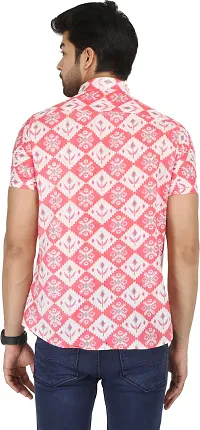 Reliable Pink Cotton Blend Short Sleeves Casual Shirt For Men-thumb1