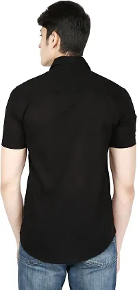 Reliable Black Cotton Blend Short Sleeves Casual Shirt For Men-thumb2