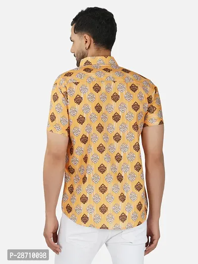 Trendy Yellow Cotton Blend Half Sleeve Printed Shirts for Men-thumb2