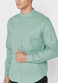 Trendy Green Cotton Blend Full Sleeve Solid Shirts for Men-thumb2