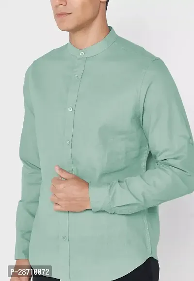 Trendy Green Cotton Blend Full Sleeve Solid Shirts for Men-thumb3