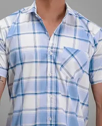 Trendy Multicoloured Cotton Half Sleeve Checked Shirts for Men-thumb4