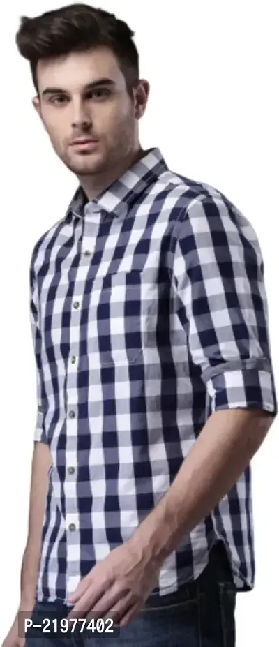 Reliable Blue Cotton Long Sleeves Casual Shirt For Men-thumb3