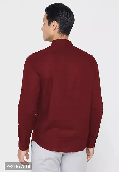 Reliable Maroon Cotton Blend Long Sleeves Casual Shirt For Men-thumb2