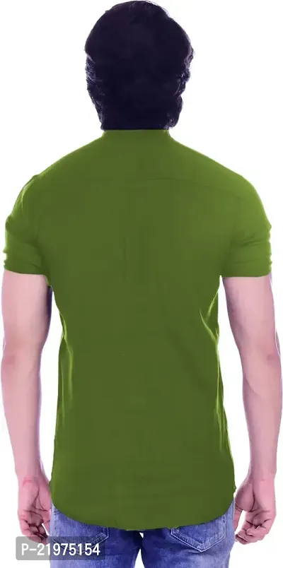 Reliable Green Cotton Blend Short Sleeves Casual Shirt For Men-thumb2