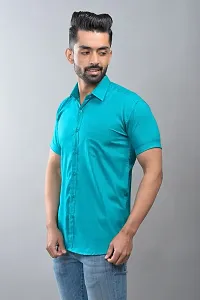 Reliable Green Cotton Blend Short Sleeves Casual Shirt For Men-thumb2