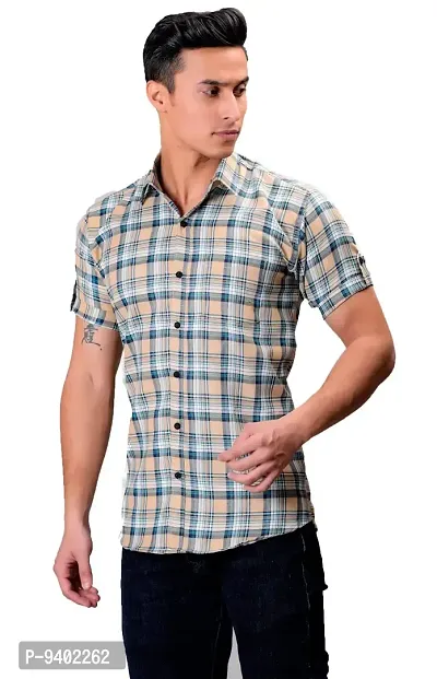 BASE 41 Men's Checkered Slim Fit Casual Shirt