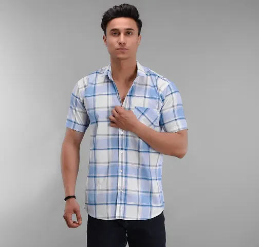 Trendy Half Sleeve Checked Shirts for Men