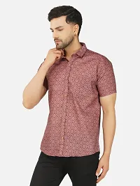 Reliable Maroon Cotton Blend Short Sleeves Casual Shirt For Men-thumb2