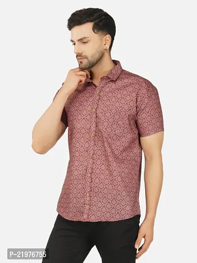 Reliable Maroon Cotton Blend Short Sleeves Casual Shirt For Men-thumb3