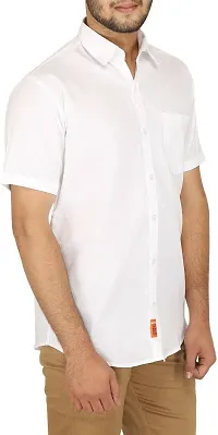 Reliable White Cotton Blend Short Sleeves Casual Shirt For Men-thumb2