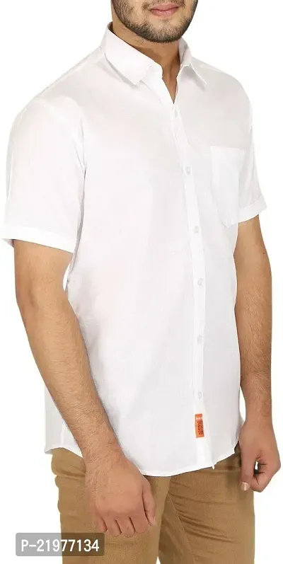 Reliable White Cotton Blend Short Sleeves Casual Shirt For Men-thumb3