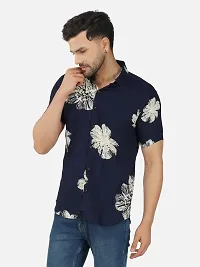 Reliable Blue Rayon Short Sleeves Casual Shirt For Men-thumb2