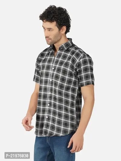 Reliable Black Cotton Blend Short Sleeves Casual Shirt For Men-thumb3